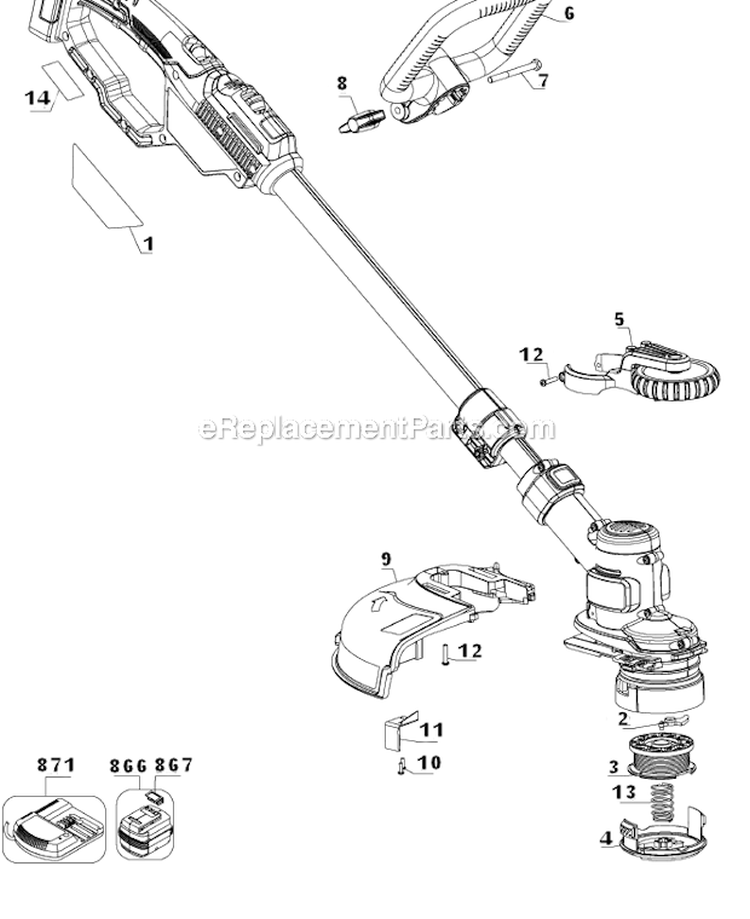 Page A Diagram and Parts List for LST400 Type 1 Black and Decker Trimmer